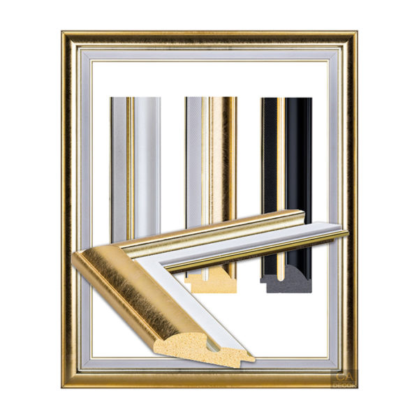 Golden frame, glittering edge in white 2103-1